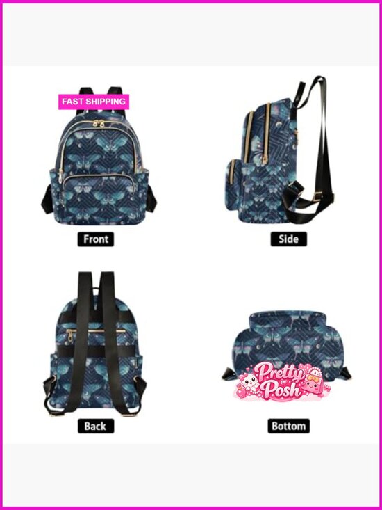 Dreamy Butterfly Moon Mini Backpack Purse Lightweight Travel Shoulder Bag